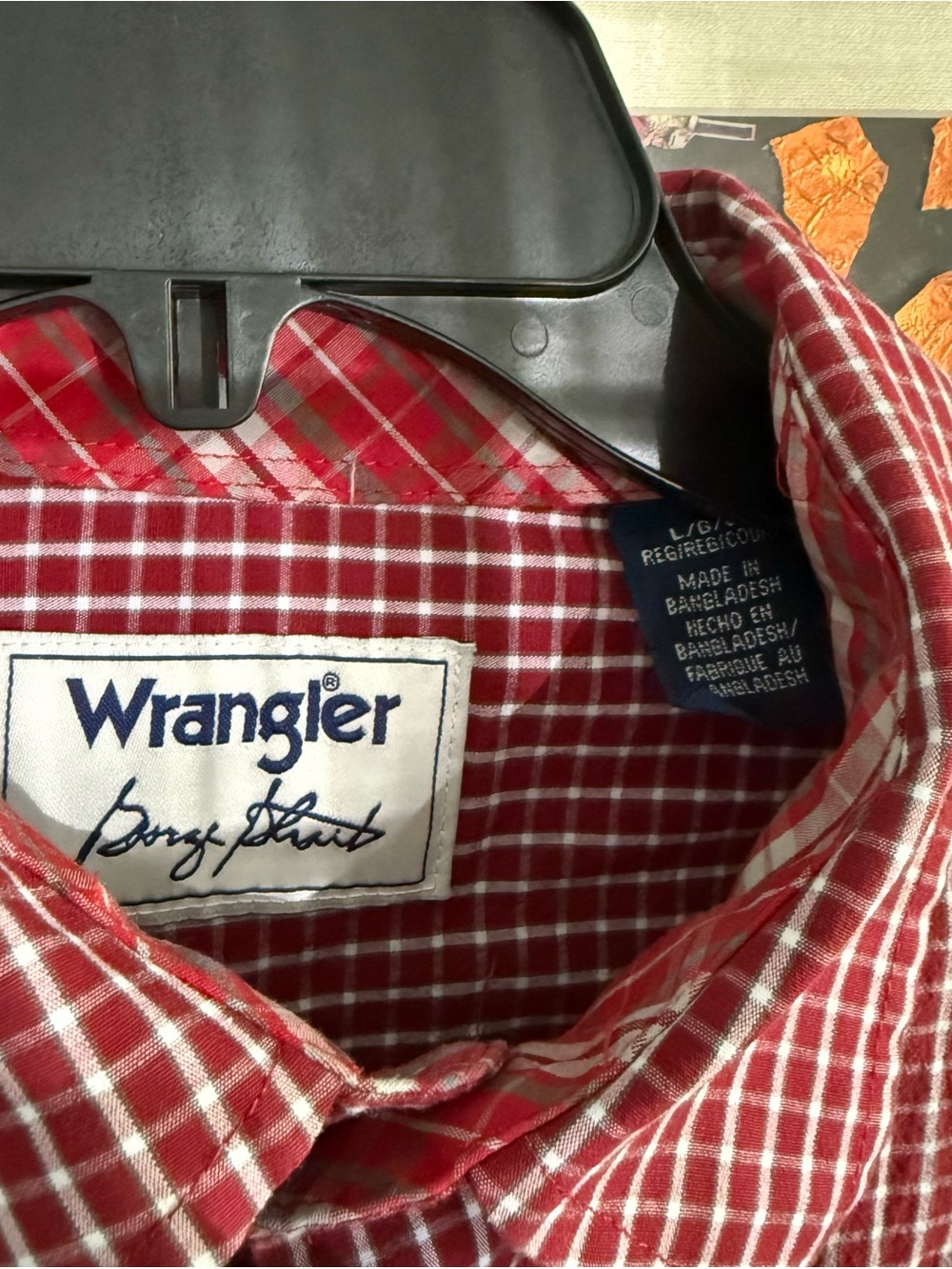 George Strait Wrangler Men's Red Plaid Casual Button-Down Shirt